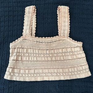 Aerie Crochet Tank Top in Pink